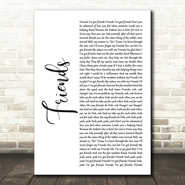 Shalamar Friends White Script Song Lyric Print