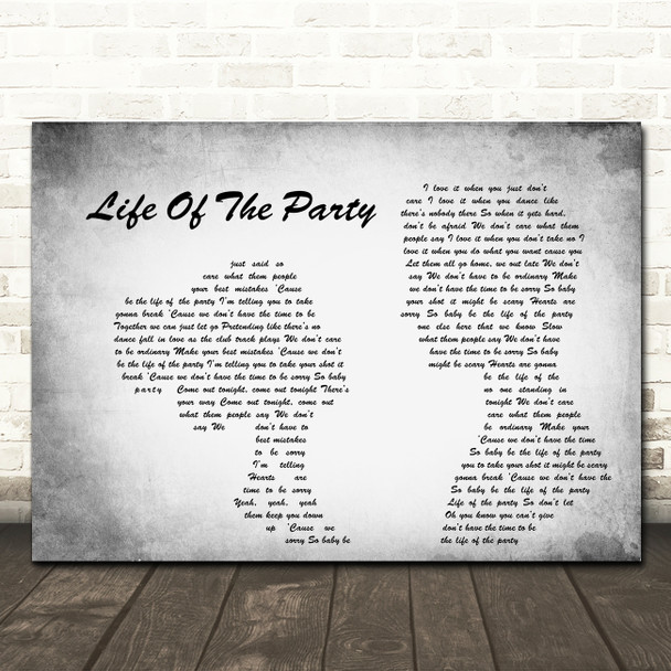 Shawn Mendes Life Of The Party Man Lady Couple Grey Song Lyric Quote Print