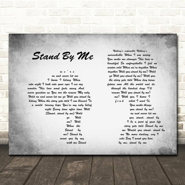 Shayne Ward Stand By Me Man Lady Couple Grey Song Lyric Quote Print