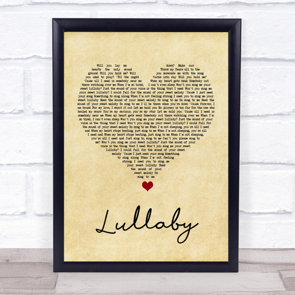 Sigala & Paloma Faith Lullaby Vintage Heart Song Lyric Print