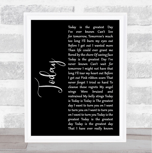 Smashing Pumpkins Today Black Script Song Lyric Print