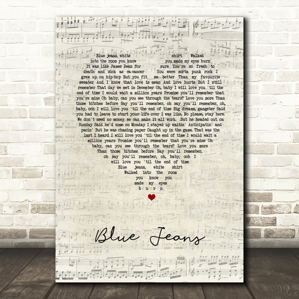 Sofia Karlberg Blue Jeans Script Heart Song Lyric Print