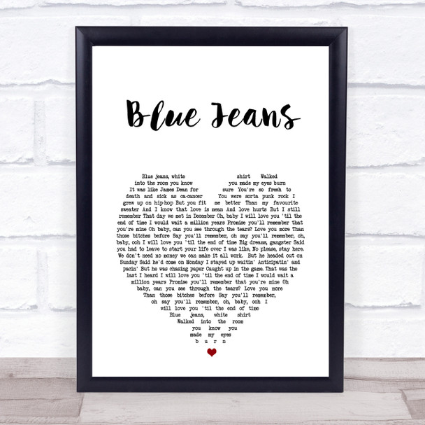 Sofia Karlberg Blue Jeans White Heart Song Lyric Print