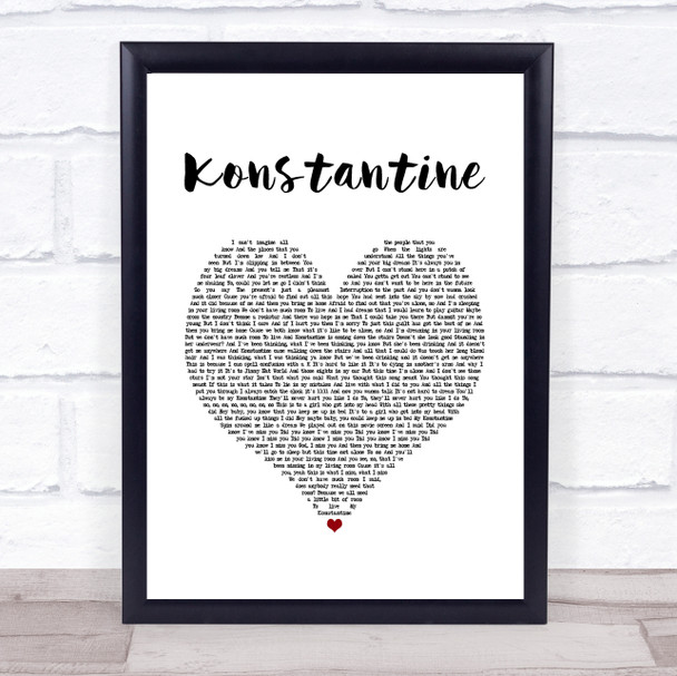 Something Corporate Konstantine White Heart Song Lyric Print