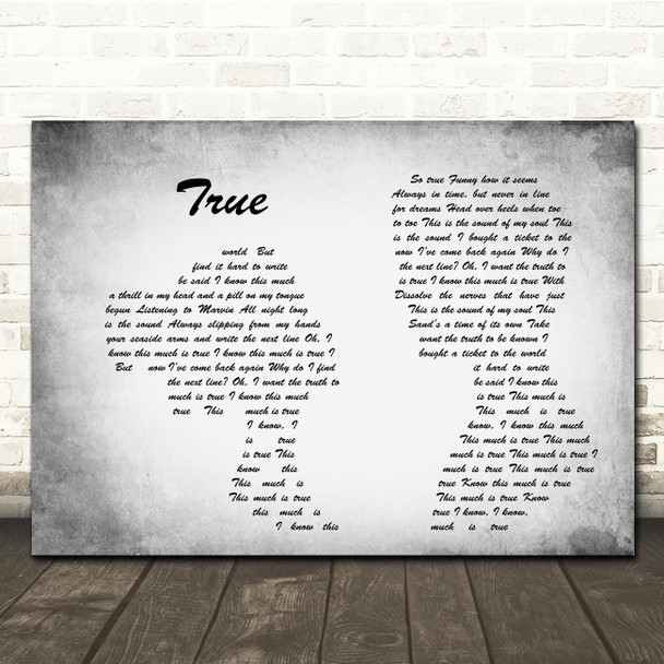 Spandau Ballet True Man Lady Couple Grey Song Lyric Quote Print