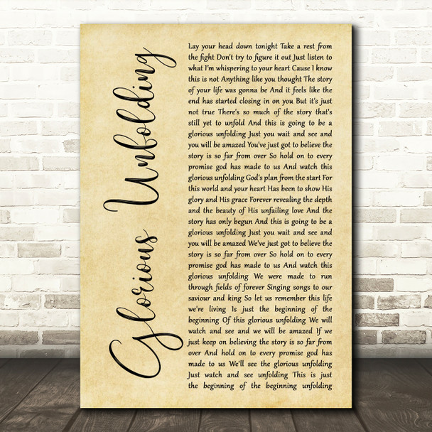 Steven Curtis Chapman Glorious Unfolding Rustic Script Song Lyric Print