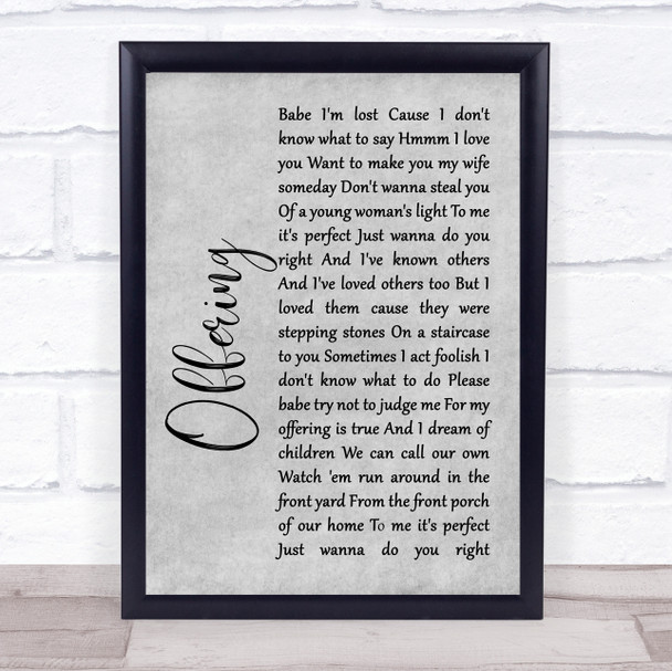 The Avett Brothers Offering Rustic Script Grey Song Lyric Quote Print