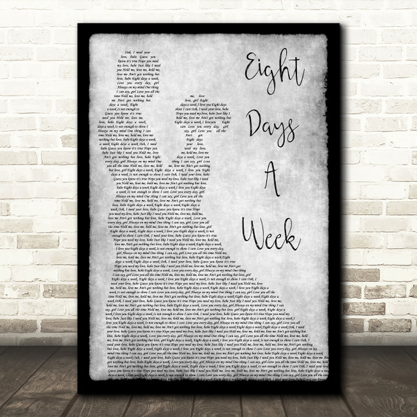 The Beatles Eight Days A Week Man Lady Dancing Grey Song Lyric Quote Print