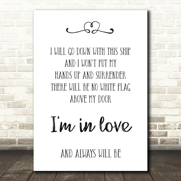 Dido White Flag Song Lyric Quote Print