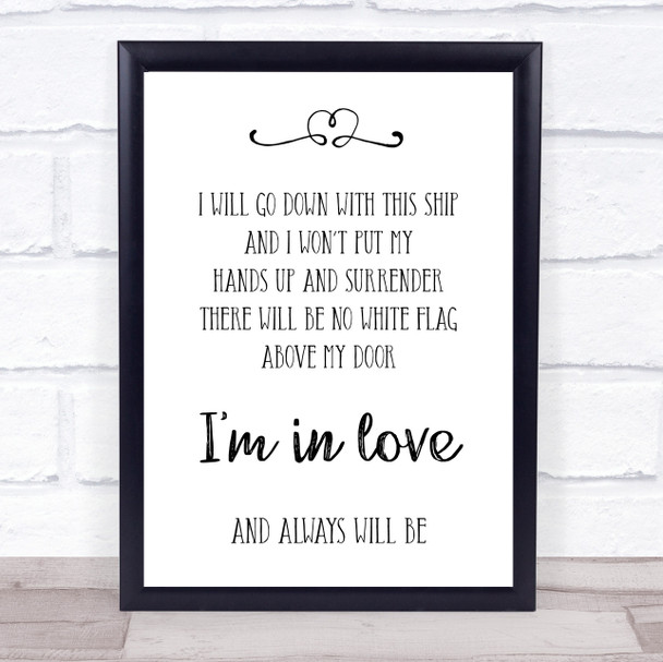 Dido White Flag Song Lyric Quote Print