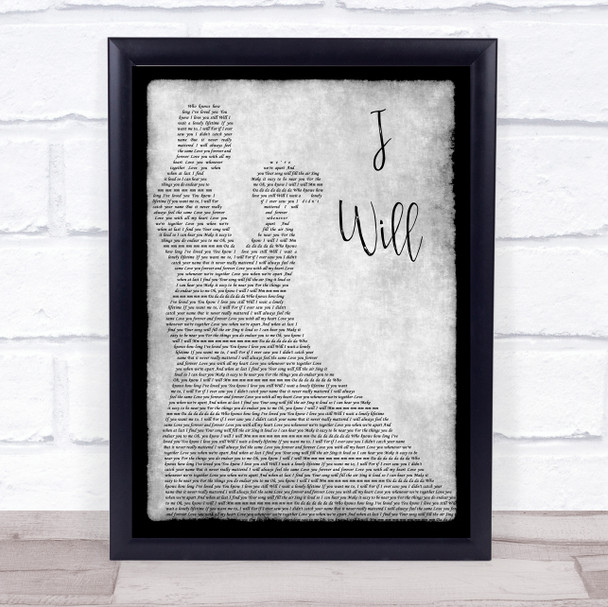 The Beatles I Will Grey Song Lyric Man Lady Dancing Quote Print