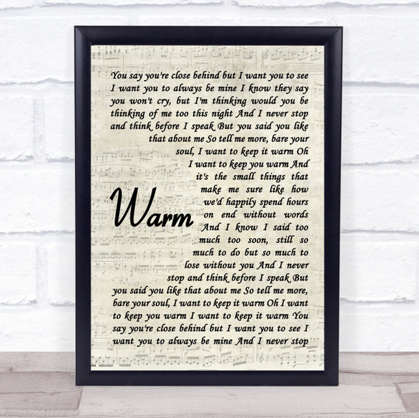 The Coronas Warm Vintage Script Song Lyric Print