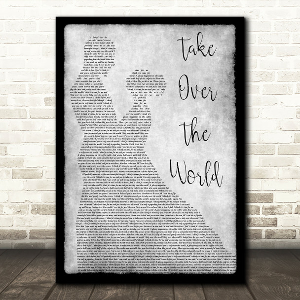 The Courteeners - Take Over The World Grey Song Lyric Man Lady Dancing Print