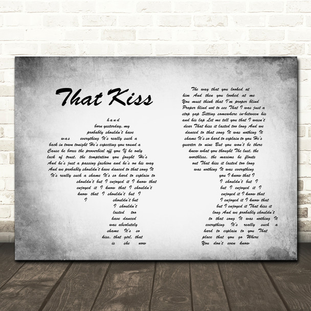 The Courteeners That Kiss Man Lady Couple Grey Song Lyric Print