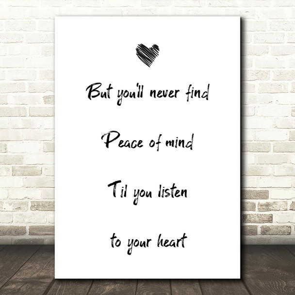 George Michael Kissing A Fool Peace Of Mind Song Lyric Quote Print