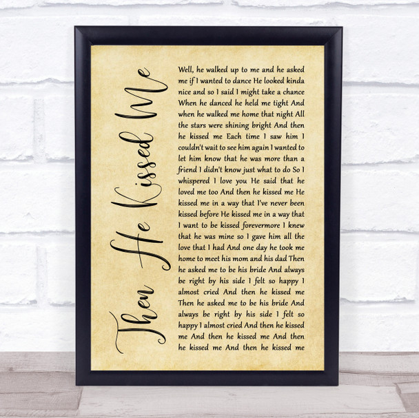 The Crystals Then He Kissed Me Rustic Script Song Lyric Print