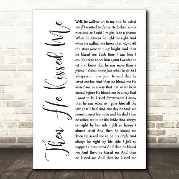 The Crystals Then He Kissed Me White Script Song Lyric Print