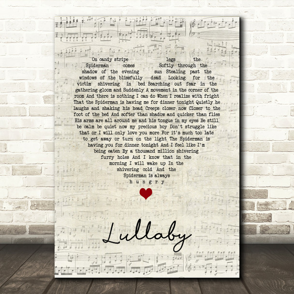 The Cure Lullaby Script Heart Song Lyric Print