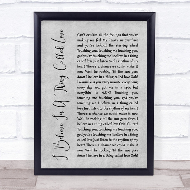 The Darkness I Believe In A Thing Called Love Rustic Script Grey Song Print