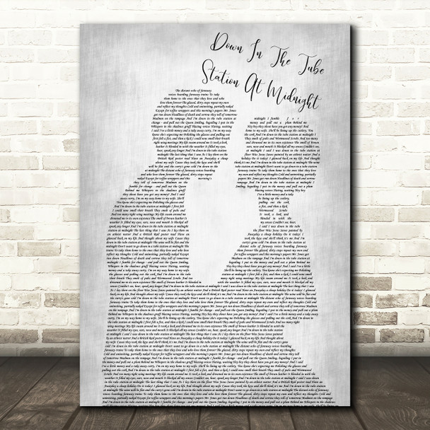 The Jam Down In The Tube Station At Midnight Bride Groom Grey Song Lyric Print
