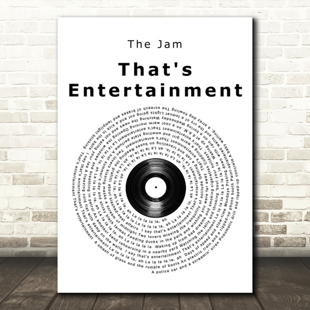 The Jam That's Entertainment Vinyl Record Song Lyric Print