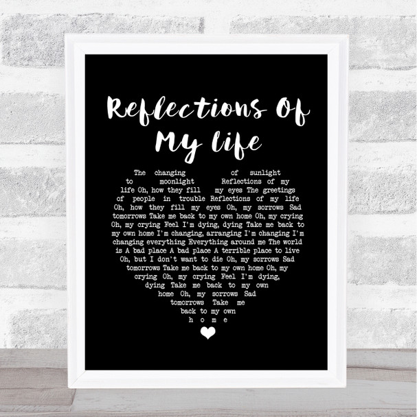 The Marmalade Reflections Of My Life Black Heart Song Lyric Print