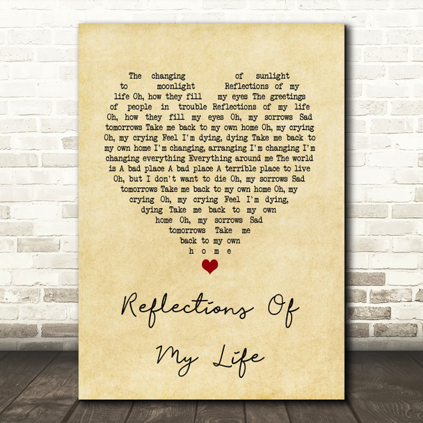The Marmalade Reflections Of My Life Vintage Heart Song Lyric Print