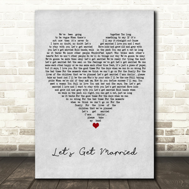 The Proclaimers Let's Get Married Grey Heart Song Lyric Print