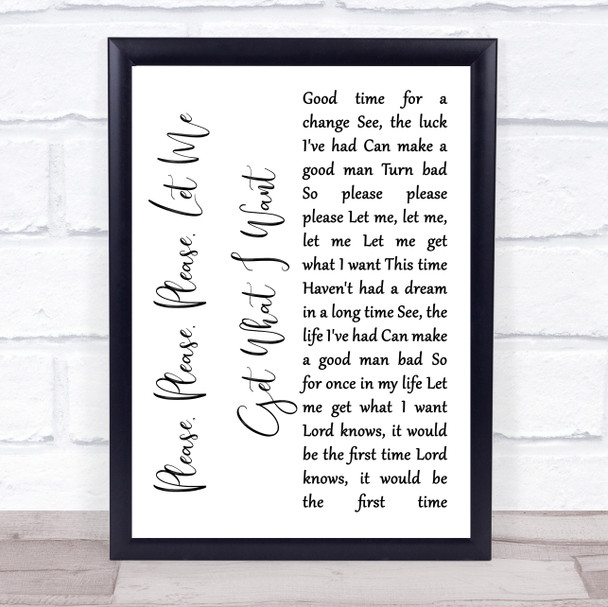 The Smiths Please, Please, Please, Let Me Get What I Want White Script Print