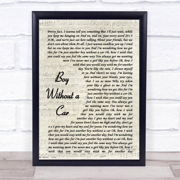 The Vamps Boy Without a Car Vintage Script Song Lyric Print