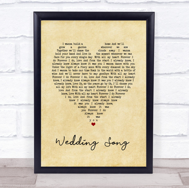 The Well Pennies Wedding Song Vintage Heart Song Lyric Print