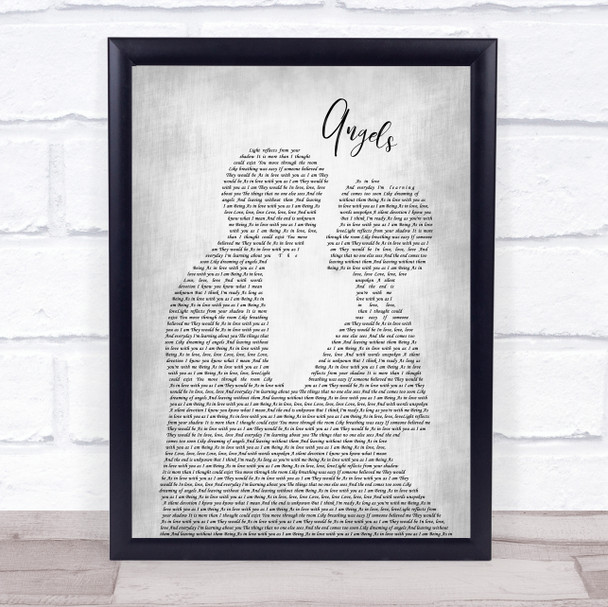 The xx Angels Man Lady Bride Groom Wedding Grey Song Lyric Print