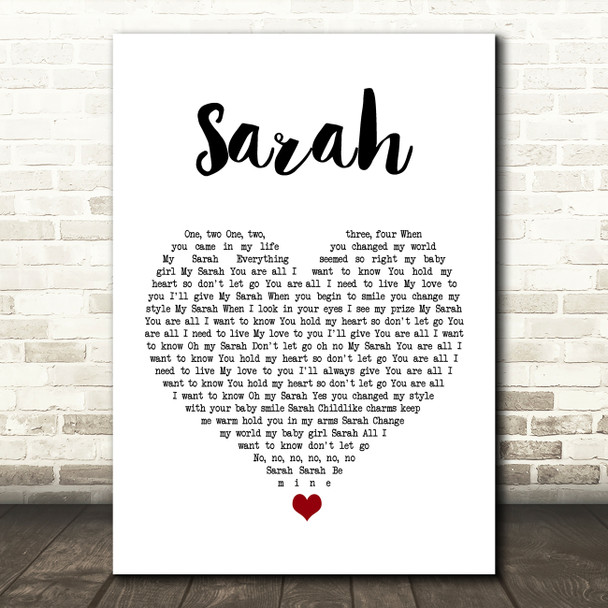 Thin Lizzy Sarah White Heart Song Lyric Print