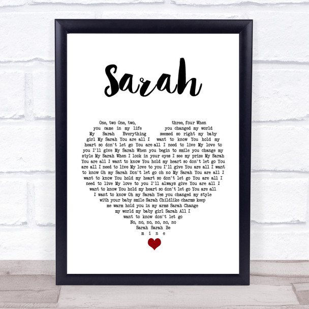 Thin Lizzy Sarah White Heart Song Lyric Print