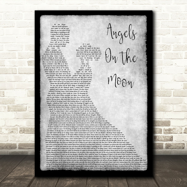 Thriving Ivory Angels On The Moon Grey Song Lyric Man Lady Dancing Quote Print