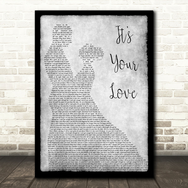 Tim McGraw It's Your Love Grey Song Lyric Man Lady Dancing Quote Print