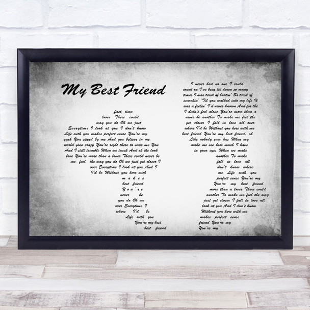 Tim McGraw My Best Friend Man Lady Couple Grey Song Lyric Quote Print