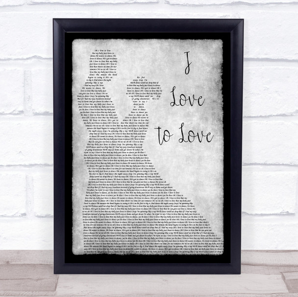 Tina Charles I Love to Love Man Lady Dancing Grey Song Lyric Quote Print