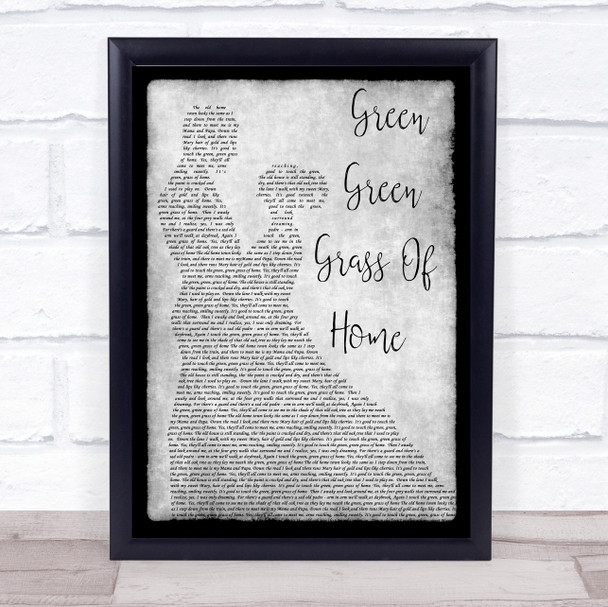 Tom Jones Green Green Grass Of Home Man Lady Dancing Grey Song Lyric Quote Print