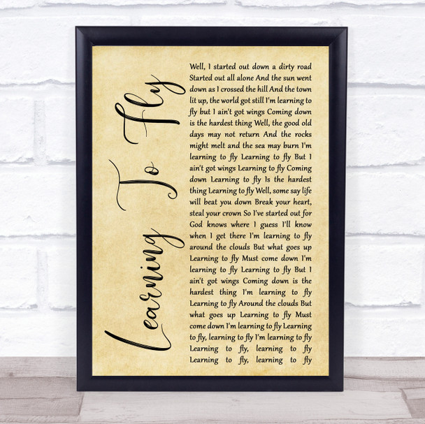 Tom Petty And The Heartbreakers Learning To Fly Rustic Script Song Lyric Print