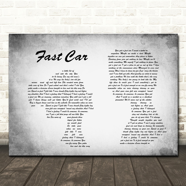 Tracy Chapman Fast Car Man Lady Couple Grey Song Lyric Print