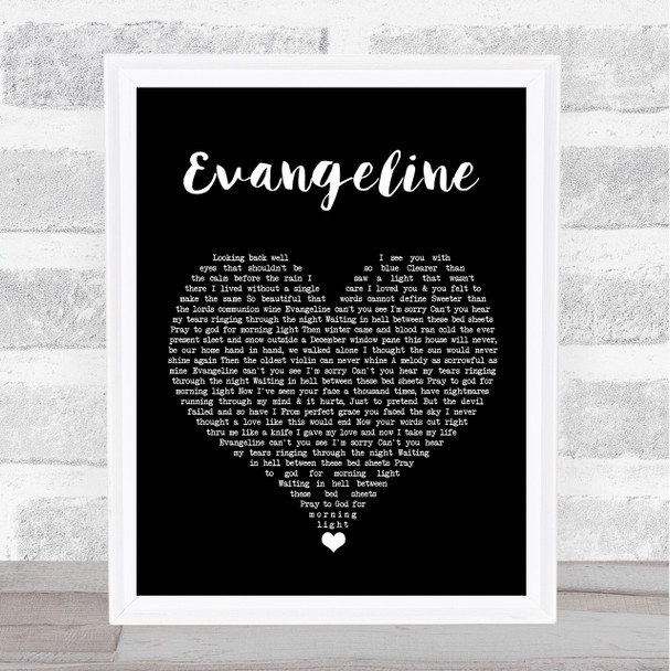 Turnpike Troubadours Evangeline Black Heart Song Lyric Print