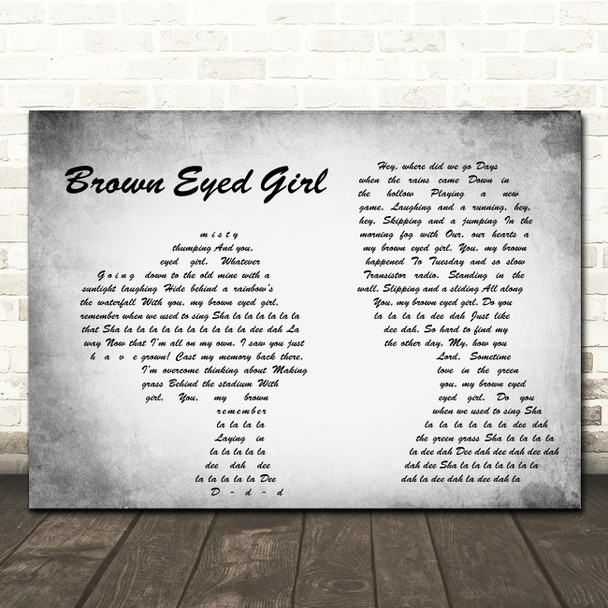 Van Morrison Brown Eyed Girl Man Lady Couple Grey Song Lyric Print