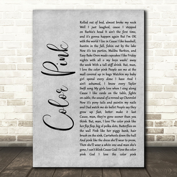 Walker McGurie Color Pink Rustic Script Grey Song Lyric Print