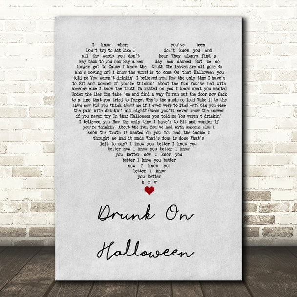 Wallows Drunk On Halloween Grey Heart Song Lyric Print