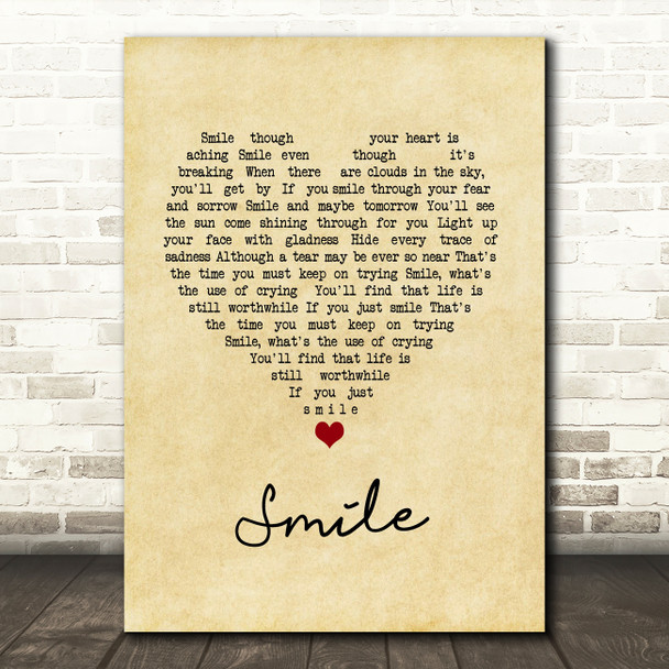 Westlife Smile Vintage Heart Song Lyric Print