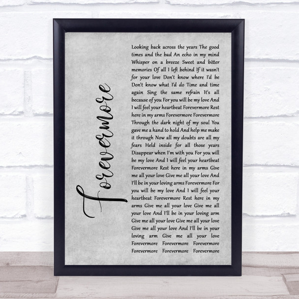 Whitesnake Forevermore Grey Rustic Script Song Lyric Print