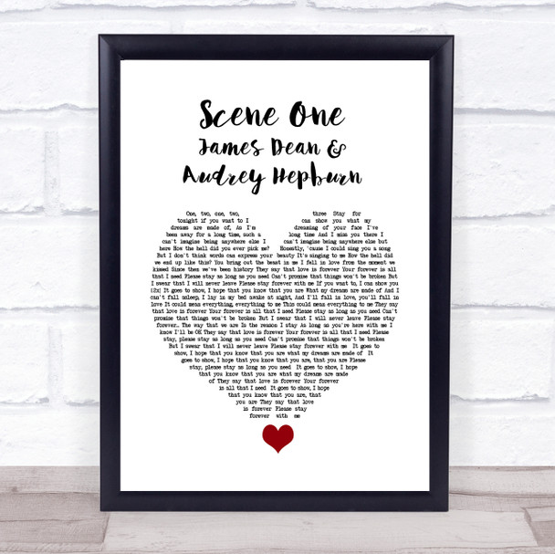 Sleeping With Sirens Scene One James Dean & Audrey Hepburn White Heart Song Lyric Quote Music Print