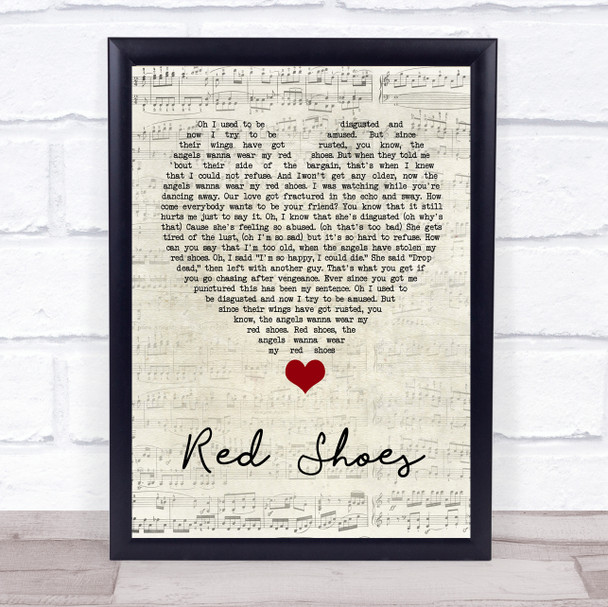 Elvis Costello (The Angels Wanna Wear My) Red Shoes Script Heart Song Lyric Quote Music Print