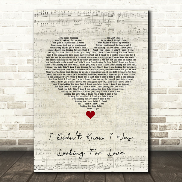 Deacon Blue I Didnt Know I Was Looking For Love Script Heart Song Lyric Quote Music Print